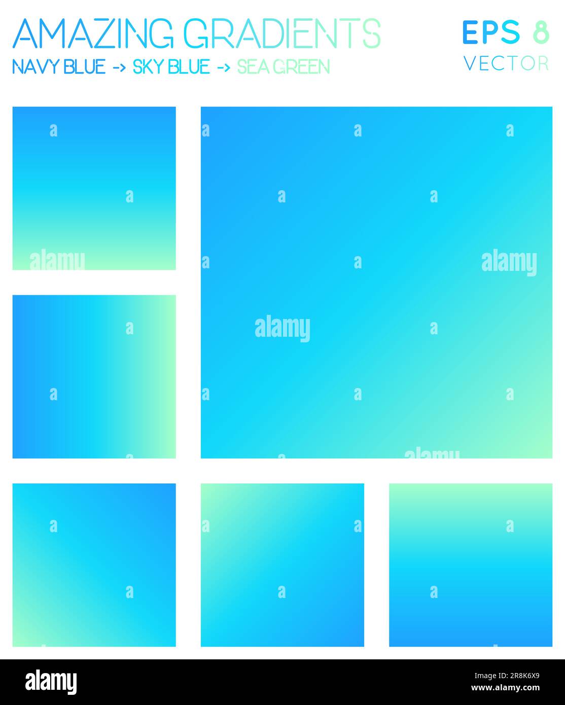 Farbenfrohe Farbverläufe in Marineblau, Himmelblau, Meeresgrün. Tatsächlicher verlaufender Hintergrund, faire Vektordarstellung. Stock Vektor