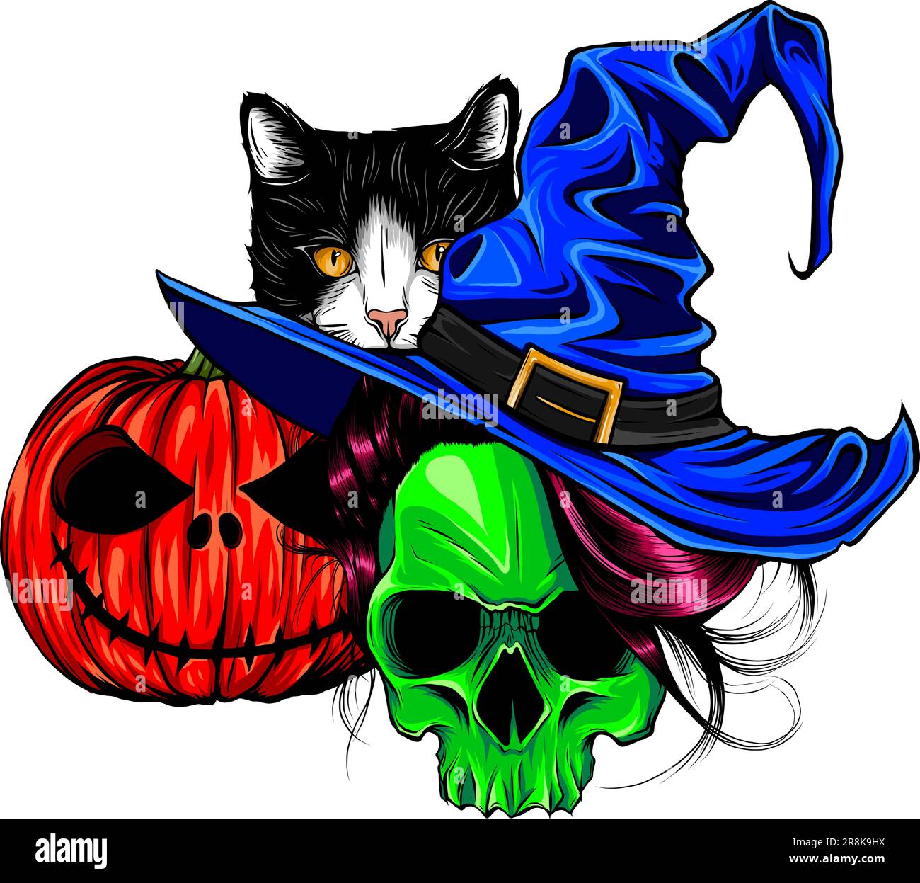 vektordarstellung der Halloween-Komposition auf weißem Hintergrund Stock Vektor