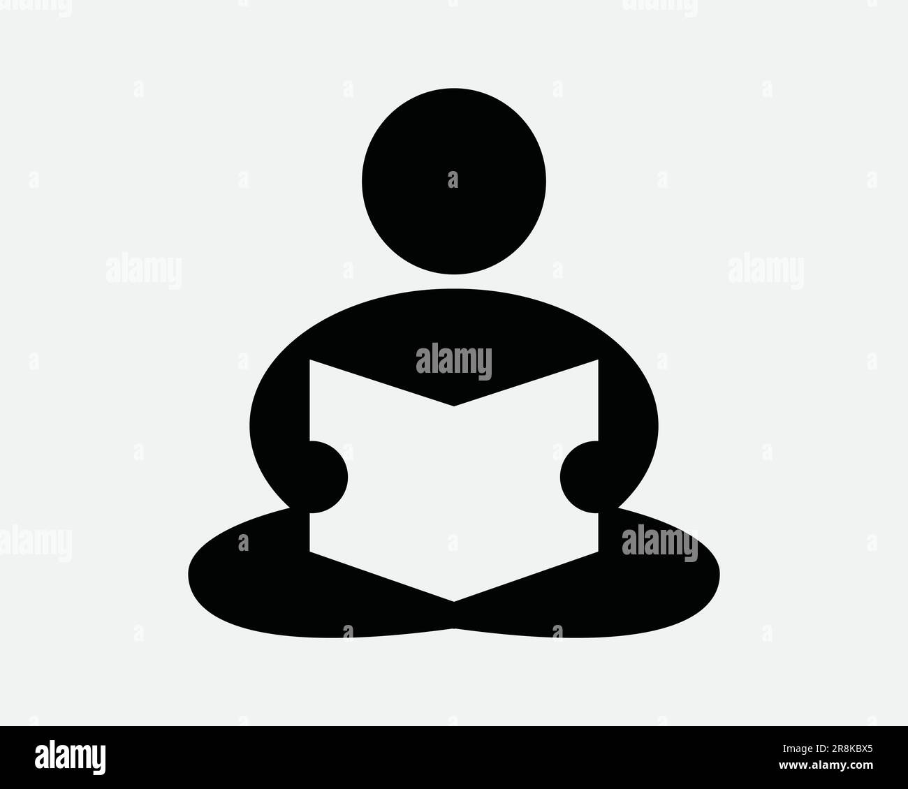 Lesesymbol. Man Read Book Lehrbuch Schulbibliothek Schule Open Reader Lernen. Schwarzes weißes Schild Illustration Grafik Clipart EPS-Vektor Stock Vektor