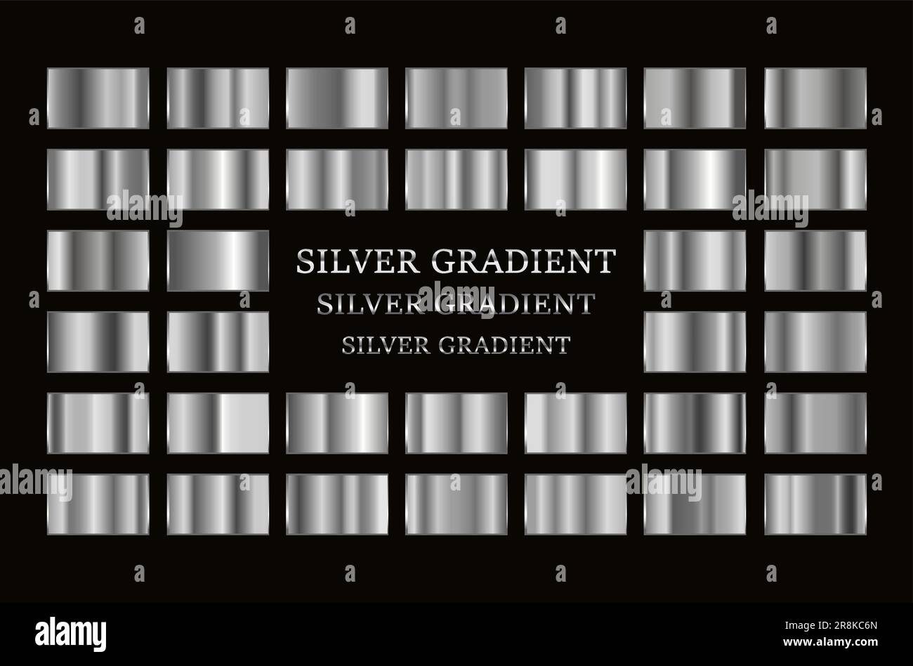 Satz von Vektorsilbern-Gradienten-Proben. Geeignet für Text, Flyer, Typografie, Banner, Bänder und Textur, Konfetti. Konstruktionselement. Stock Vektor
