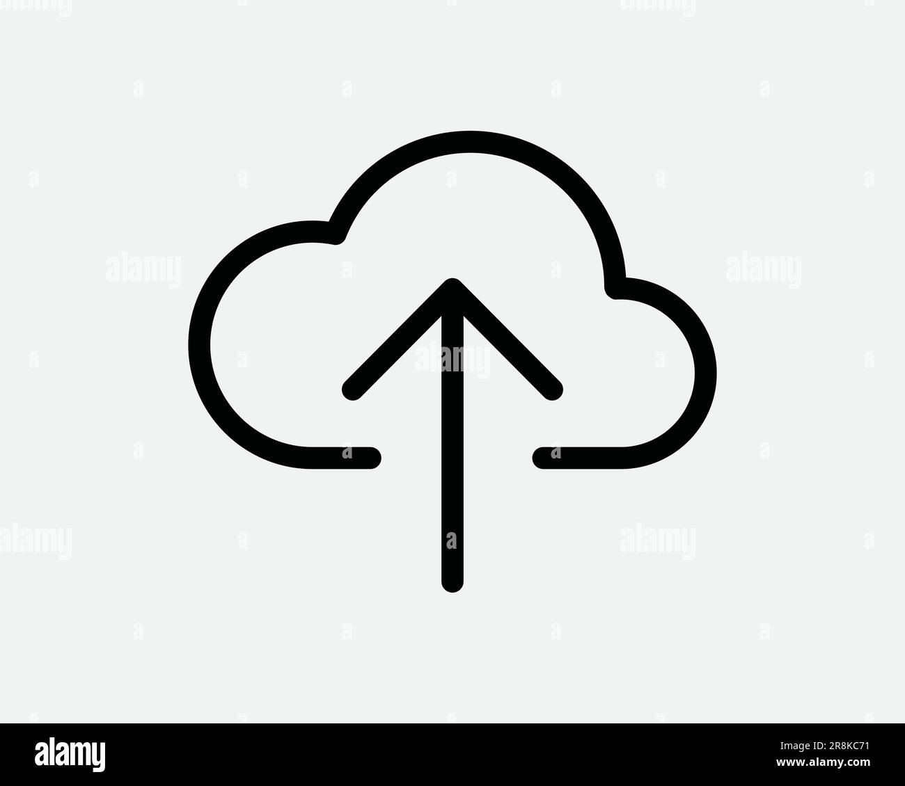 Cloud-Symbol Hochladen. Pfeil Nach Oben Server Speicher Daten Computer Netzwerkverbindung. Schwarzes weißes Schild Illustration Grafik Clipart EPS-Vektor Stock Vektor