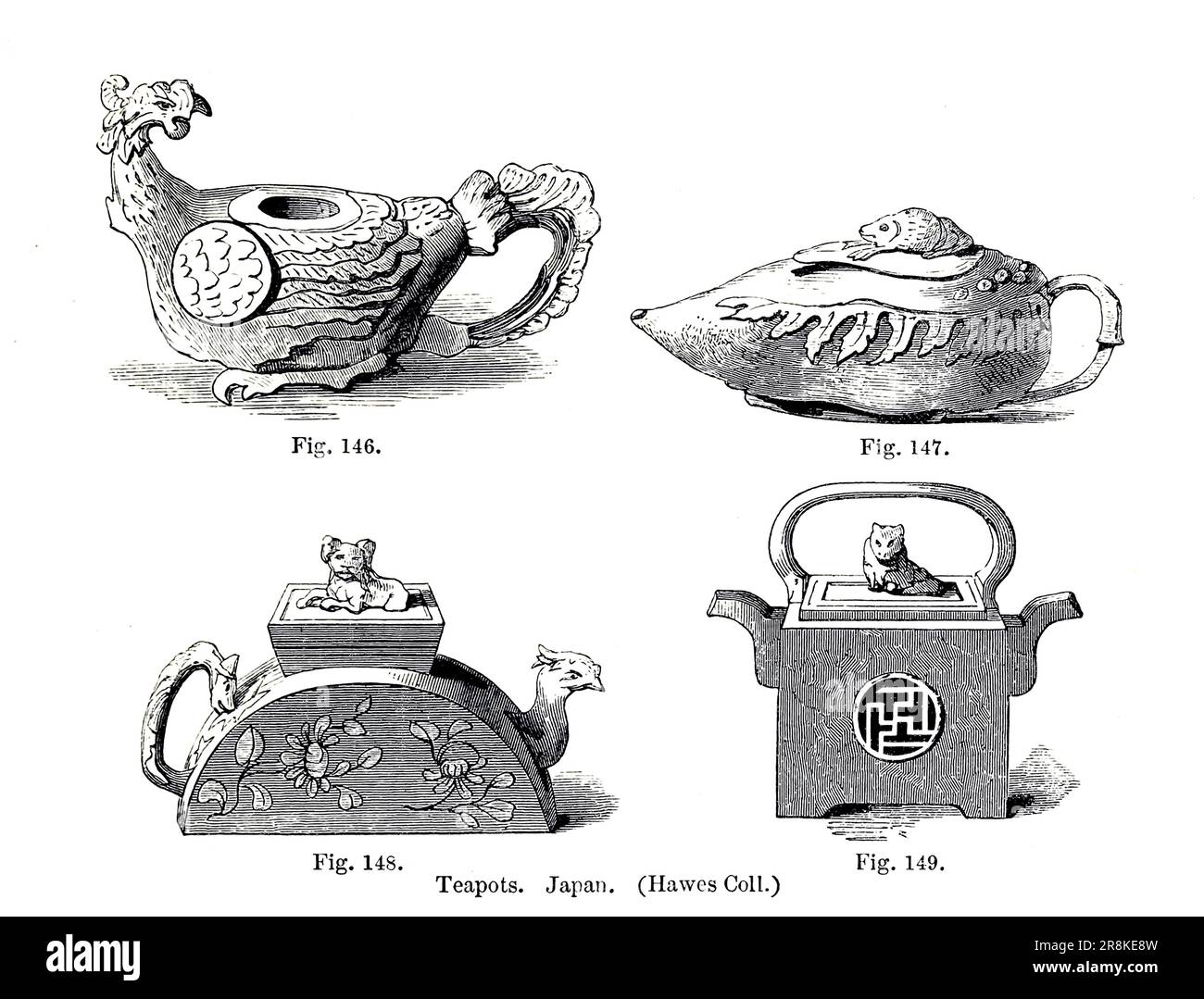 Japanische Teetöpfe aus dem Buch " Eine Geschichte der Töpferei und des Porzellans, mittelalterlich und modern " von Joseph Marryat, veröffentlicht in London von John Murray, Albemarle Street 1857 Stockfoto