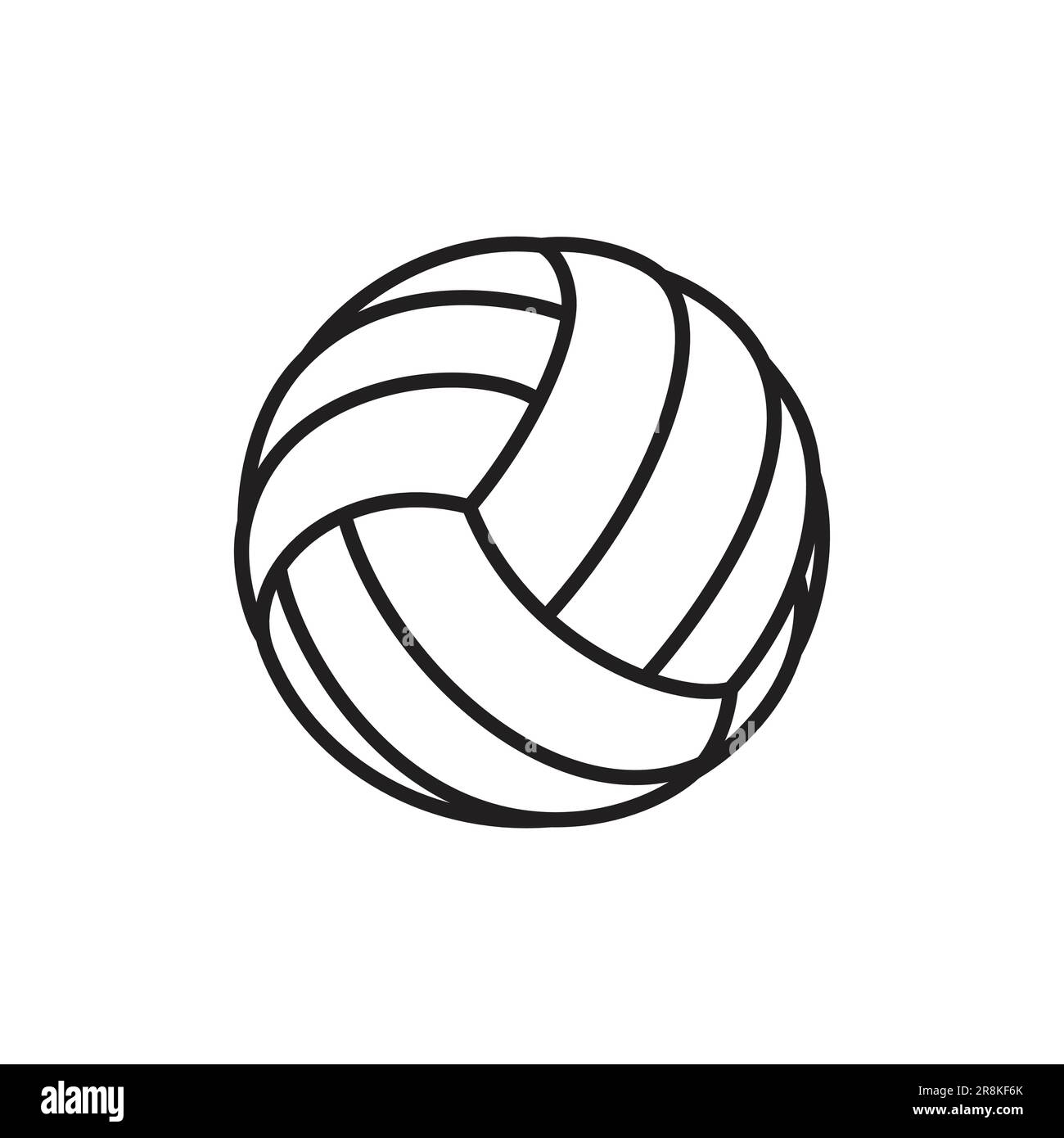 Einfacher klassischer Volleyball-Umriss, schwarze Linie, lineart-Symbol ...
