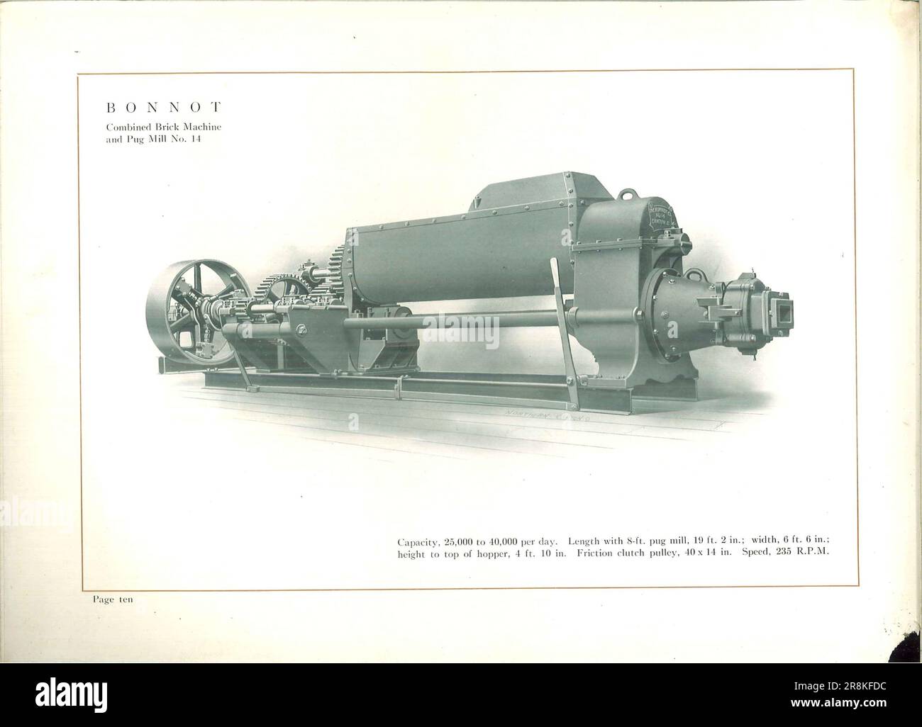 Brick Machine and Pug aus dem Katalog " Bonnot Clay Machinery " der Bonnot Company, Veröffentlichungsdatum 1910er Stockfoto