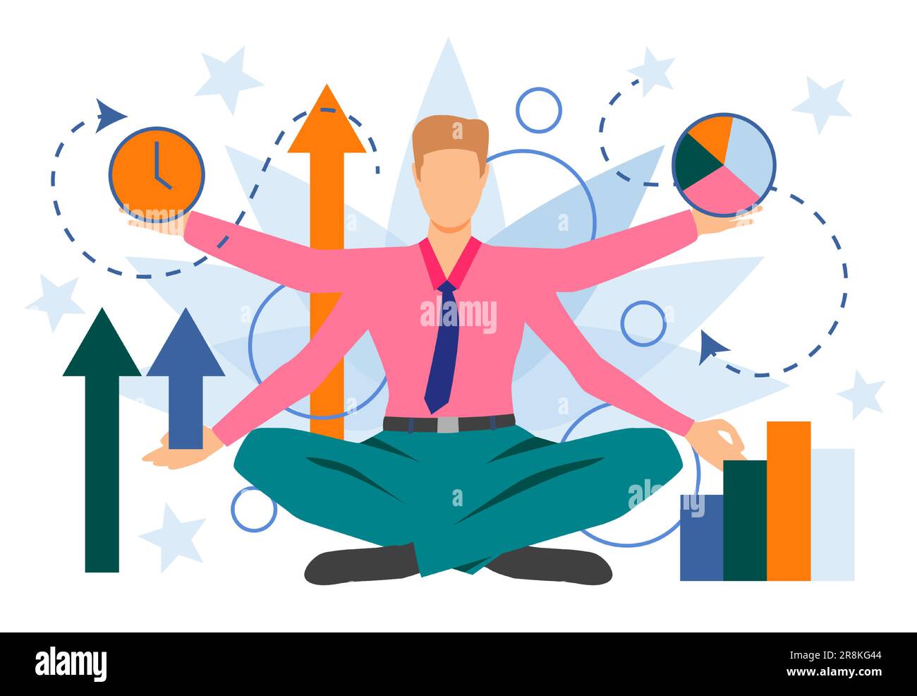 Geschäftsmann mit unterschiedlichen Geschäftsindikatoren Stock Vektor