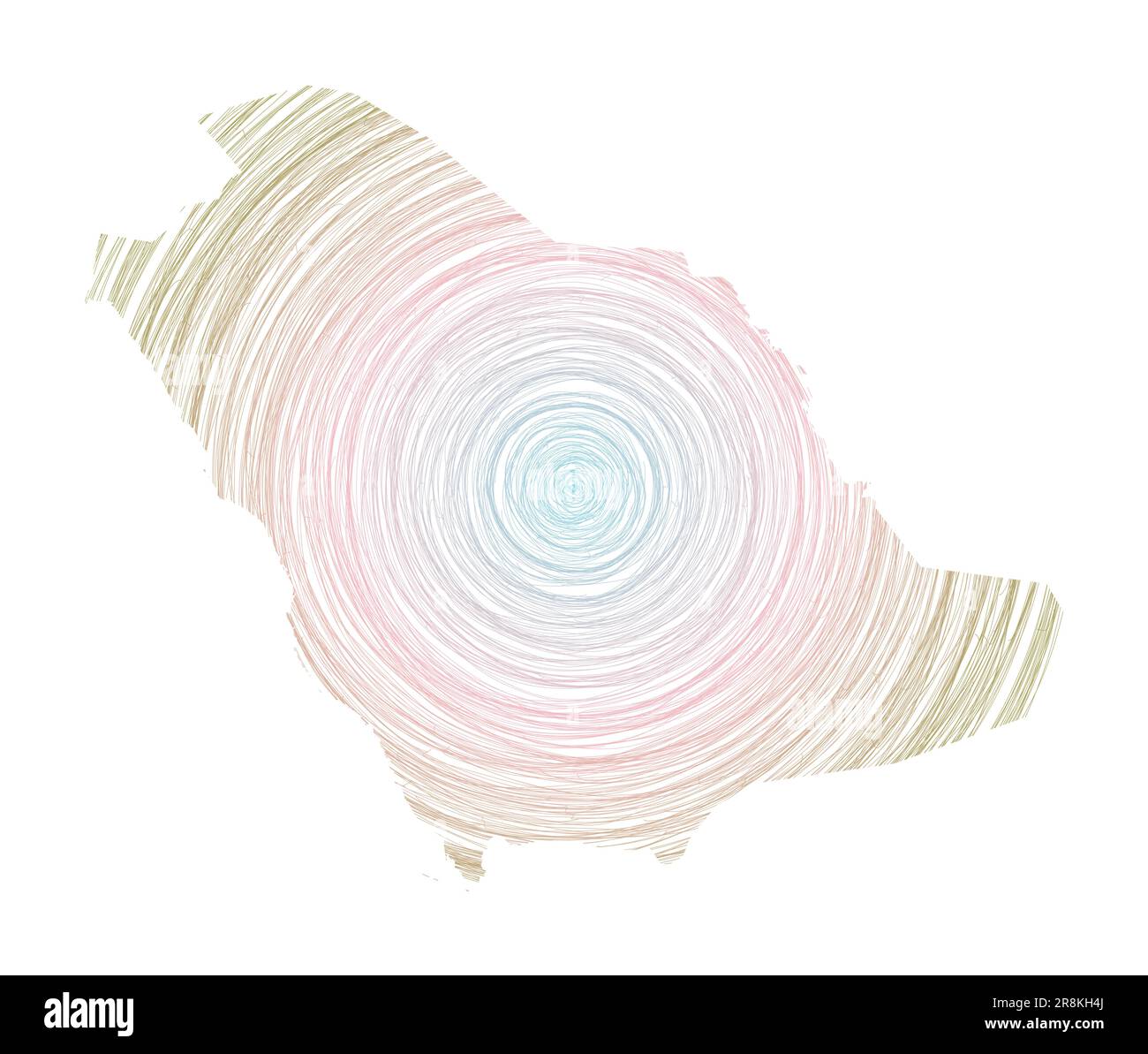 Saudi-Arabien-Karte gefüllt mit konzentrischen Kreisen. Skizzieren Sie Kreise in Form des Landes. Vektorabbildung. Stock Vektor