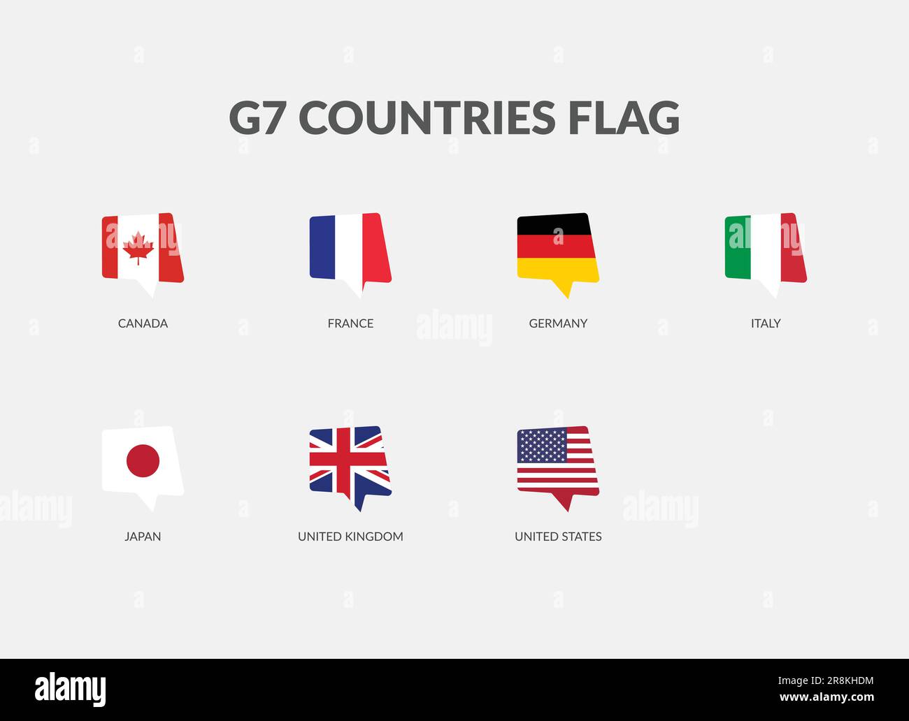Die Symbolgruppe G7 - Gruppe der sieben Länder Chat-Flag. Stock Vektor