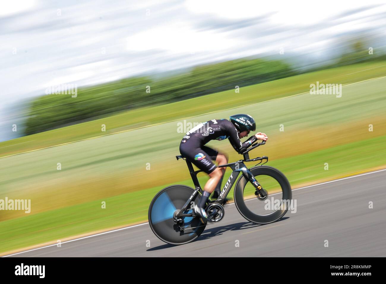 Foto von Alex Whitehead/SWpix.com - 21/06/2023 - Radfahren - 2023 British National Road Championships - Croft Circuit, Darlington, England - Women's Elite Time Trial - Pfeiffer Georgi vom Team DSM Credit: SWpix/Alamy Live News Stockfoto