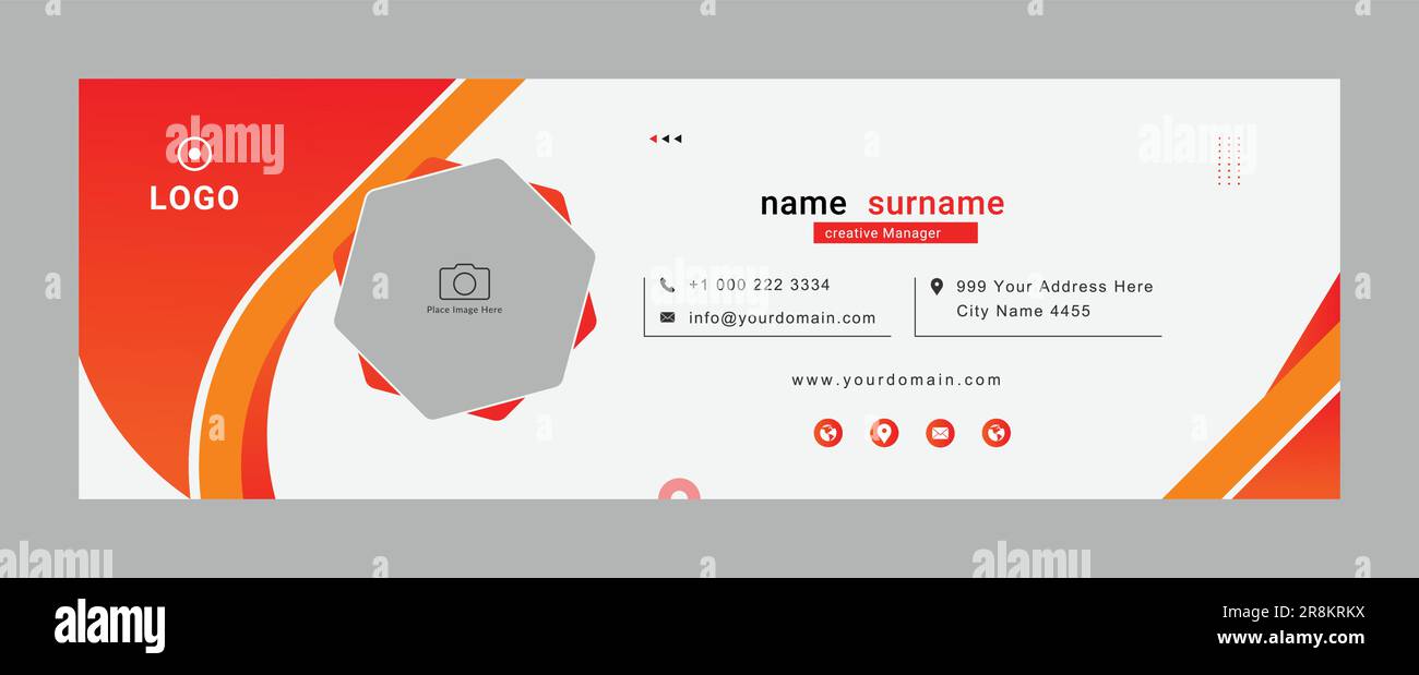Design der E-Mail-Signatur. Business-E-Mail-Signatur-Vektor-Bannerlayout Stock Vektor
