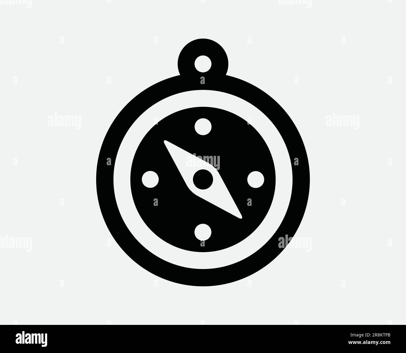 Kompasssymbol. Direction Navigation Adventure Zeiger Reisen Entdecken. Schwarzes weißes Schild Illustration Grafik Clipart EPS-Vektor Stock Vektor