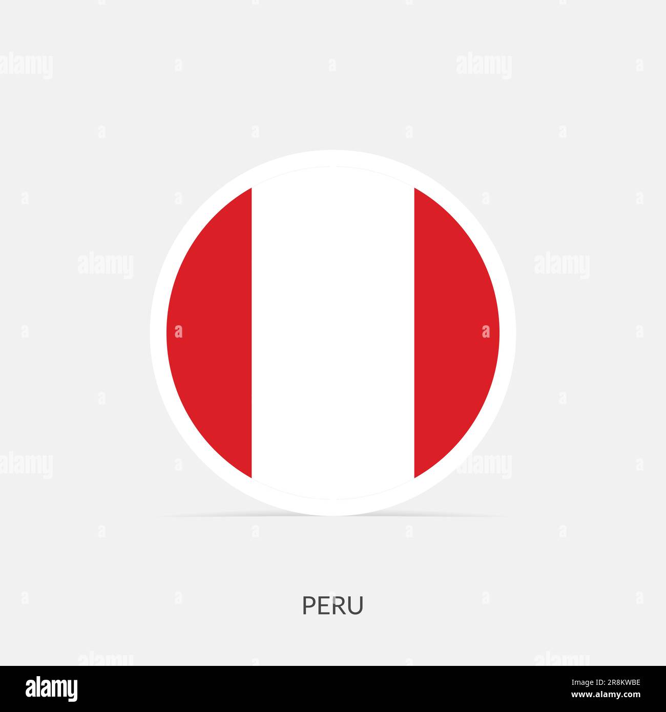 Peru-Symbol mit rundem Fähnchen und Schatten. Stock Vektor