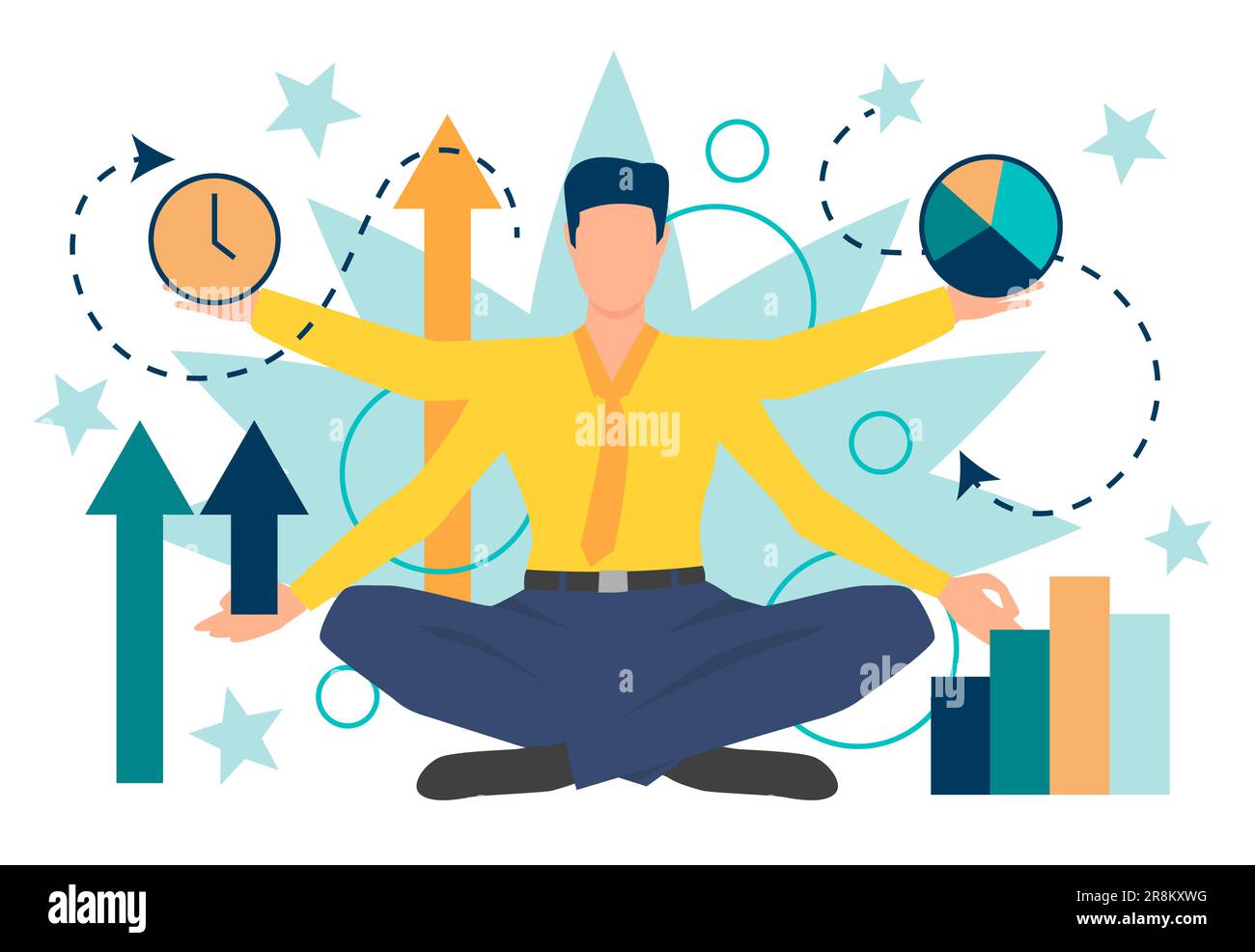 Geschäftsmann mit unterschiedlichen Geschäftsindikatoren Stock Vektor