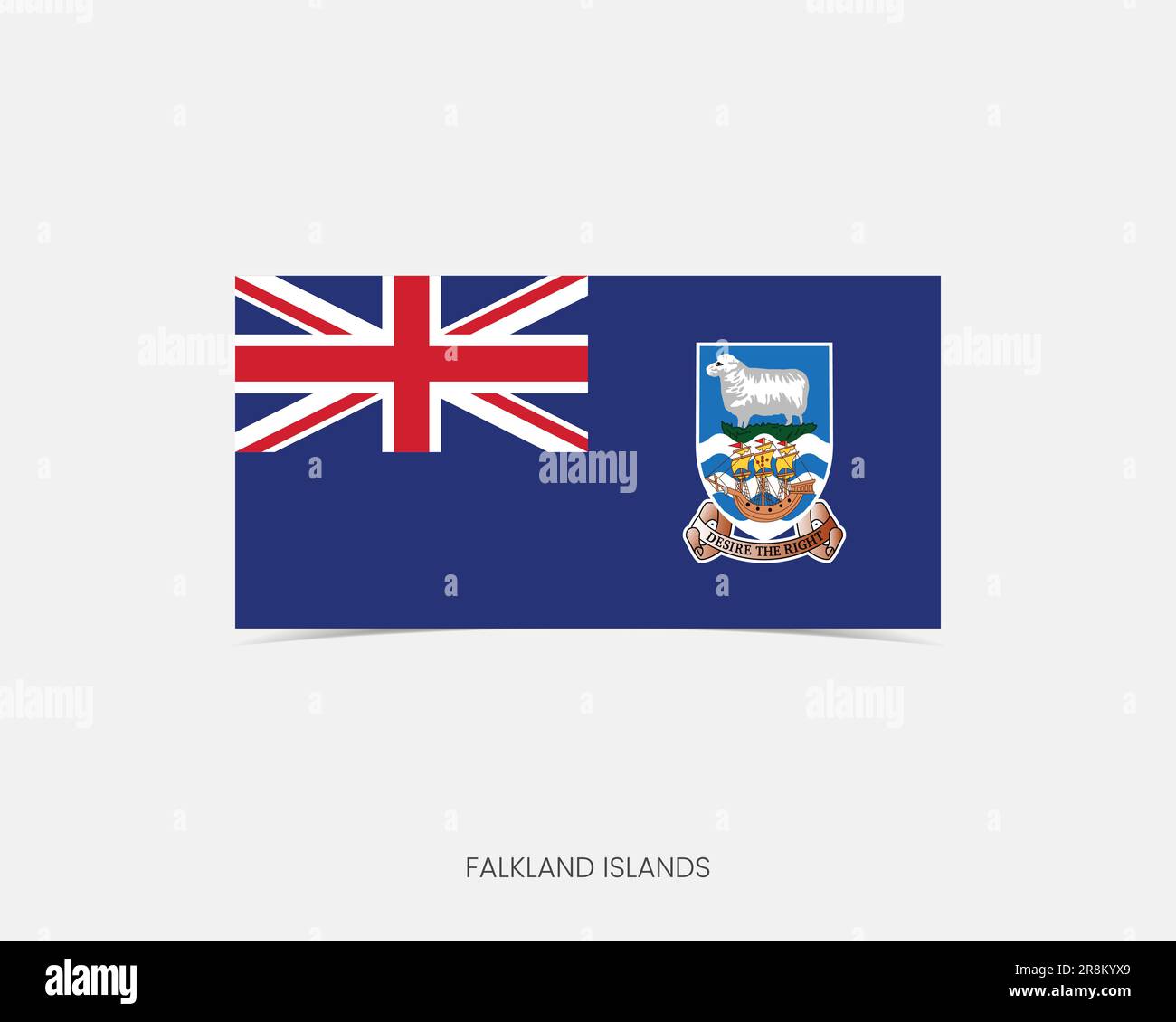 Falklandinseln Rechteckflaggensymbol mit Schatten. Stock Vektor