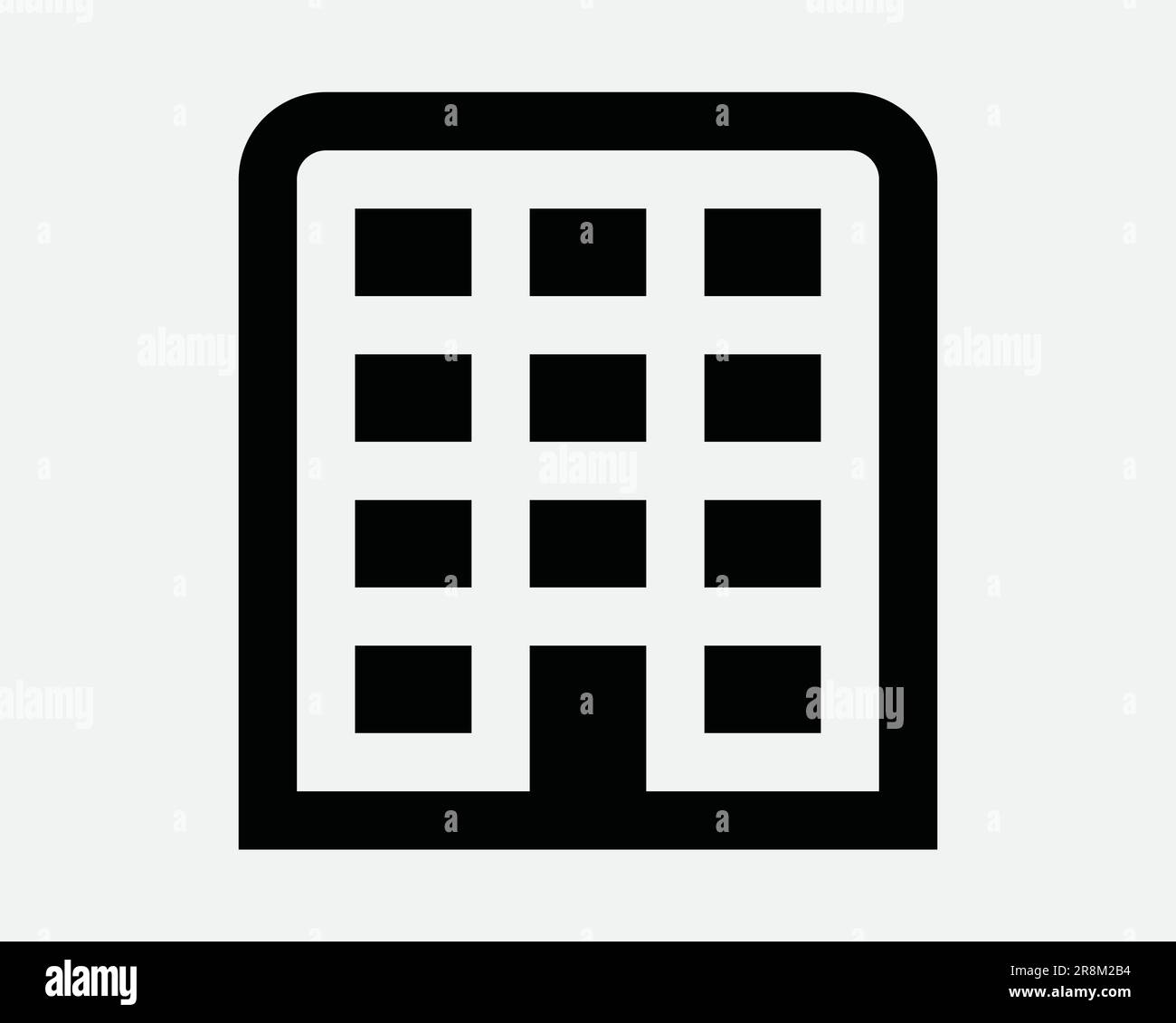 Gebäudesymbol Wolkenkratzer Appartement Wohnblock Wohngebäude Gewerbegebäude Schwarz Weiß Schild Symbol Kunstwerke Clipart EPS Vektor Stock Vektor