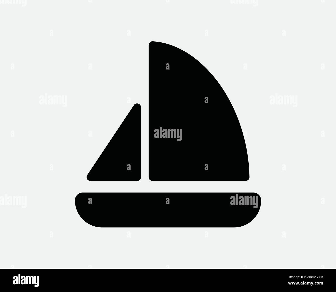 Segelboot-Symbol. Segelboot Yachtschiff Wasser Meer Schifffahrt Schwarz-Weiß-Schild Symbol Illustration Kunstwerk Clipart EPS-Vektor Stock Vektor