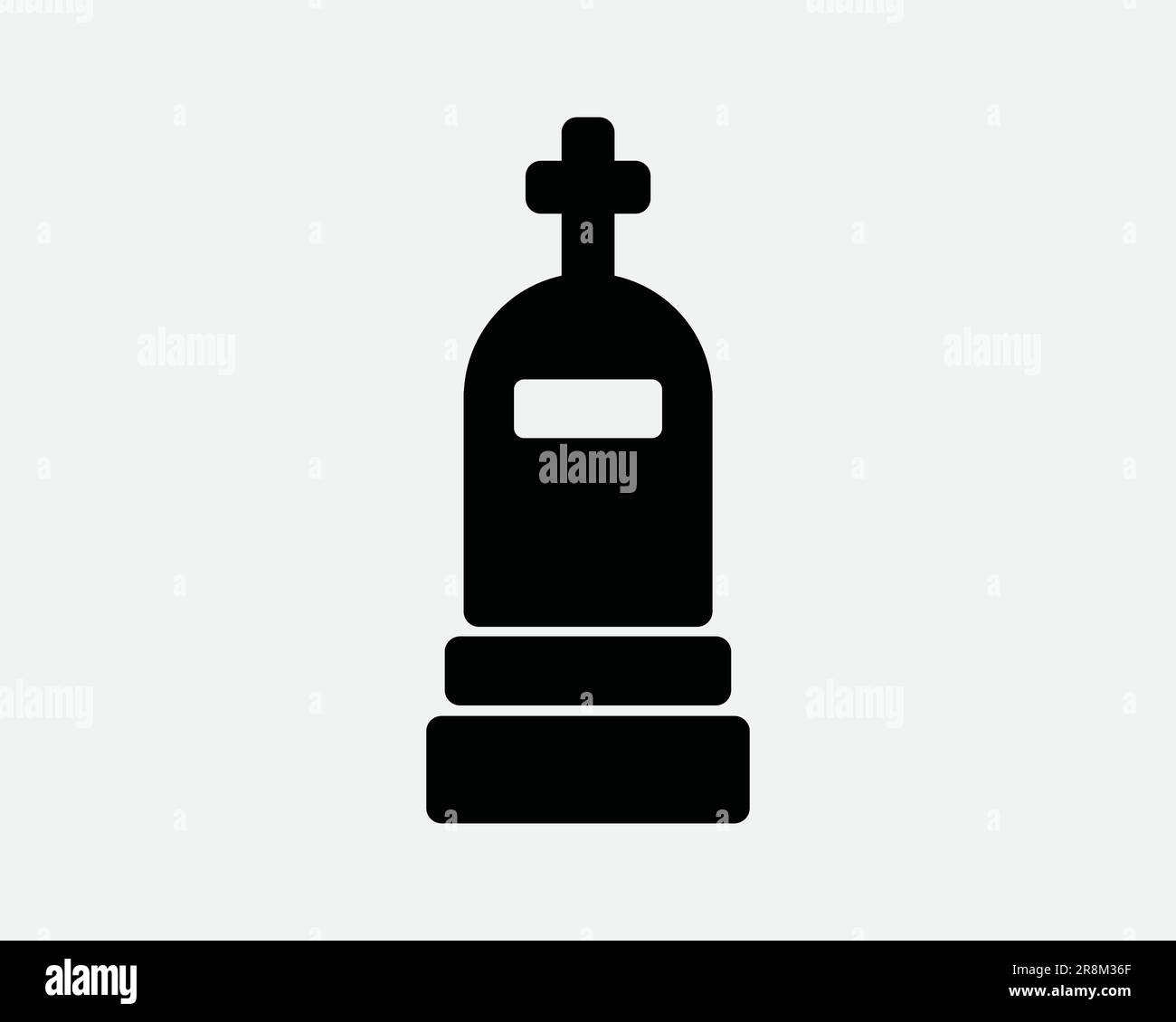 Tombstone-Symbol. Grab Stein Friedhof Tod die Tote RIP Grabstätte Cross Christian. Schwarzes weißes Schild Illustration Artwork Clipart EPS-Vektor Stock Vektor