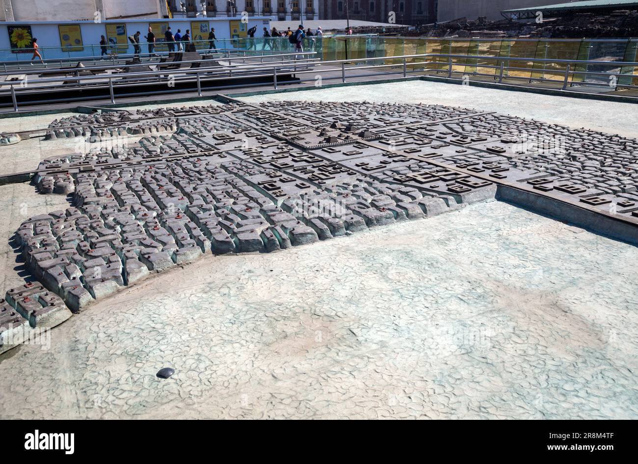 Modell der aztekischen Hauptstadt Tenochtitlan, Templo Mayor, Mexico City, Mexiko Stockfoto