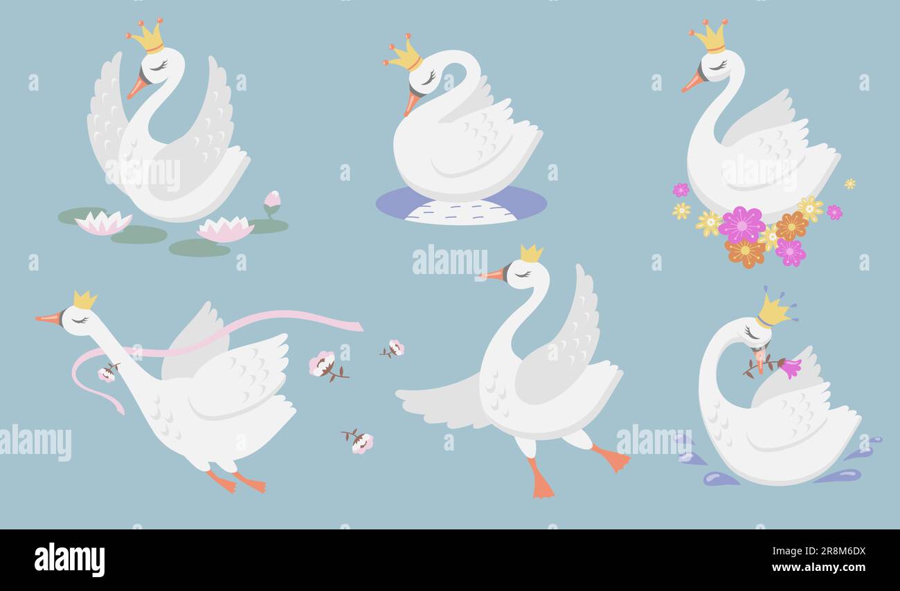 Süße Prinzessin mit flachen Symbolen Stock Vektor