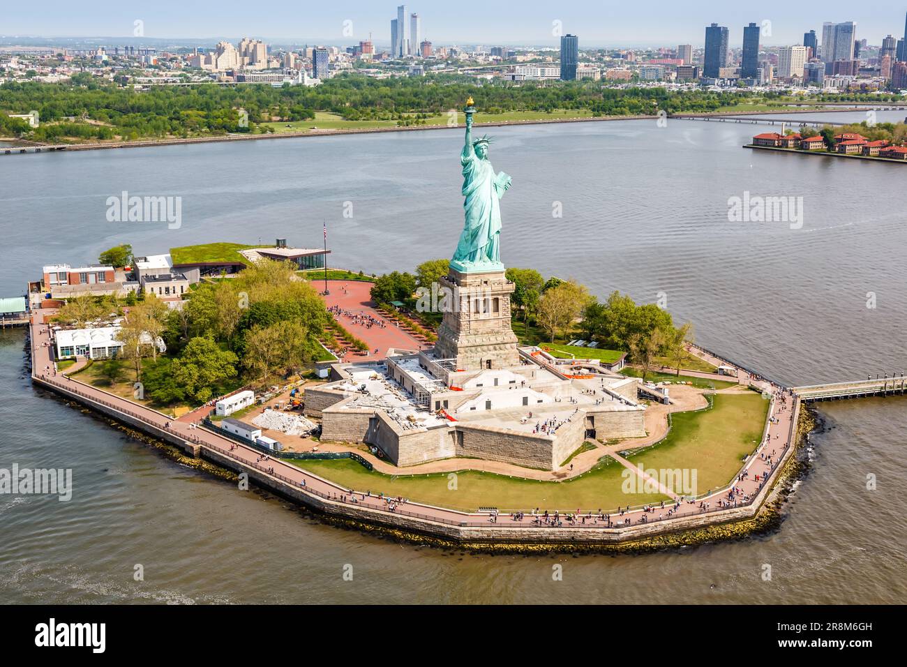 New York City Freiheitsstatue aus der Vogelperspektive in den USA Stockfoto