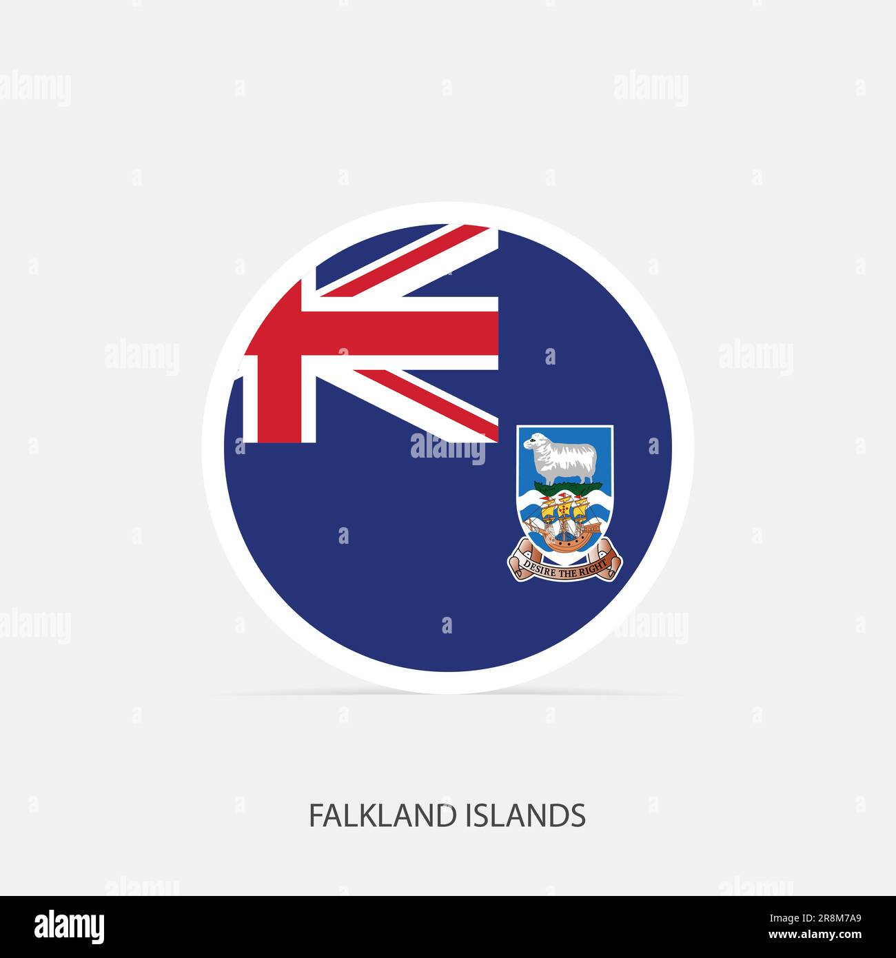 Falklandinseln runden das Flaggensymbol mit Schatten. Stock Vektor