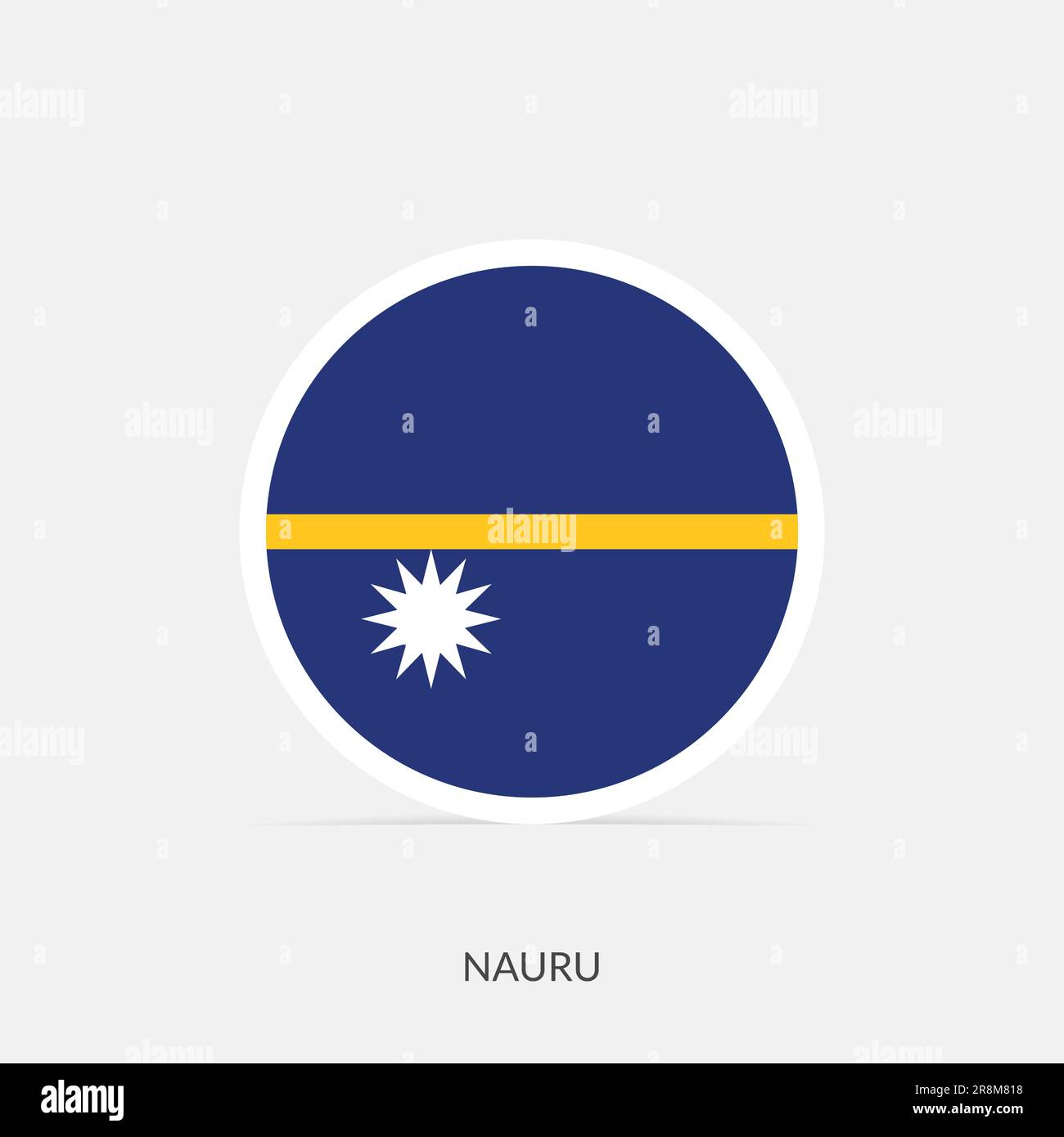 Rundes Nauru-Flaggensymbol mit Schatten. Stock Vektor