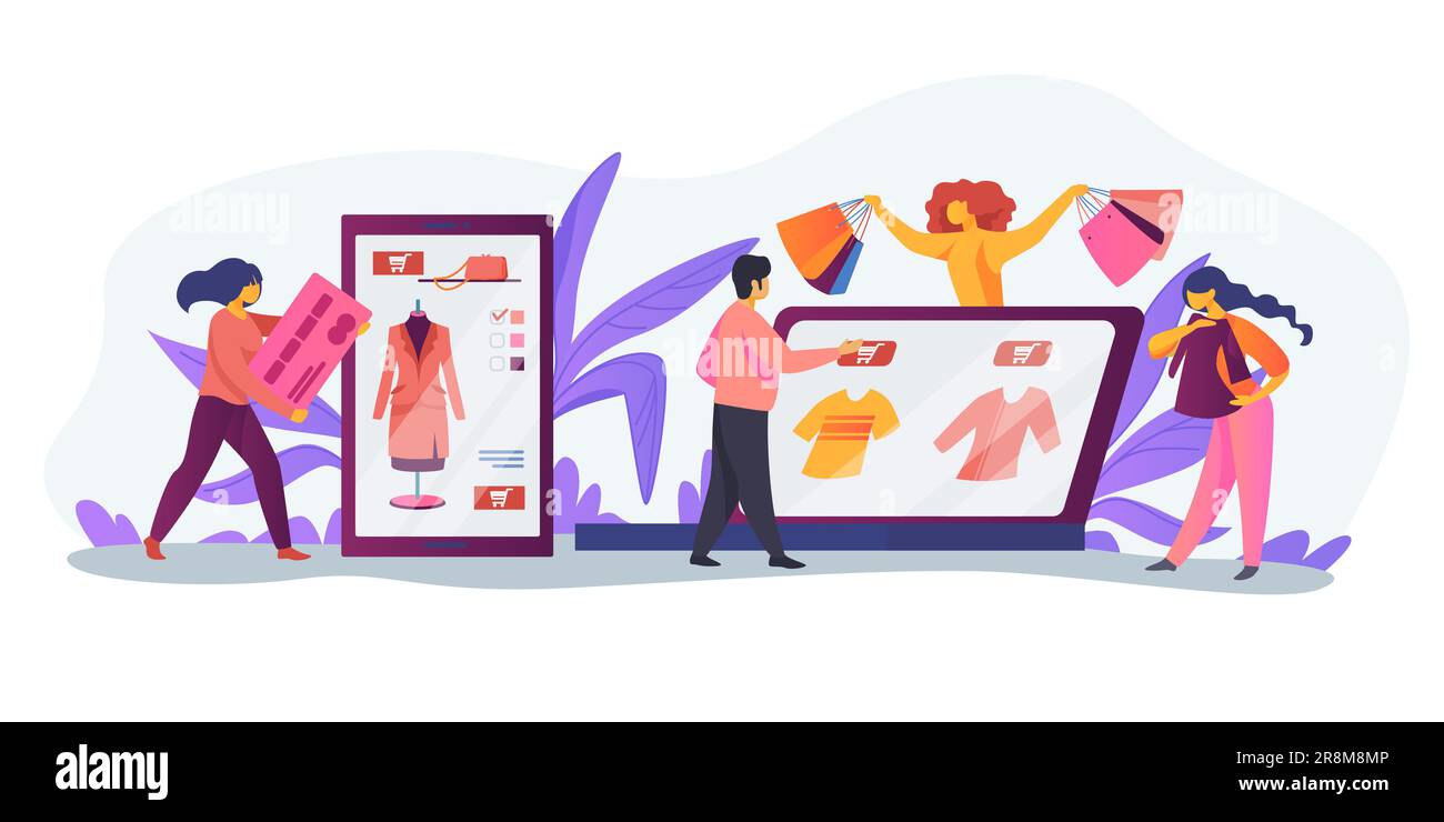 Leute, die online einkaufen Stock Vektor