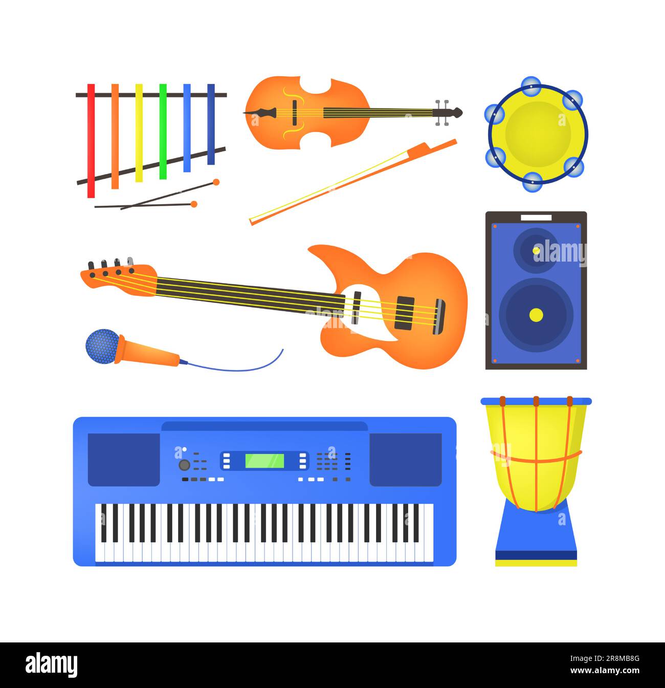 Musikinstrumente, flache Ikonensammlung Stock Vektor