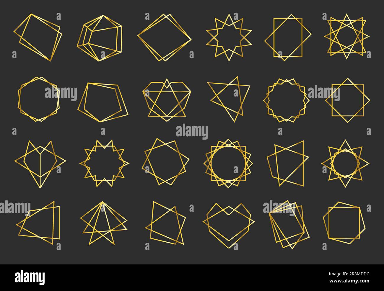 Goldene geometrische flache Rahmen festgelegt Stock Vektor