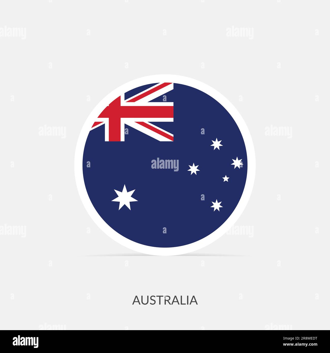 Rundes Flaggensymbol mit Schatten in Australien. Stock Vektor