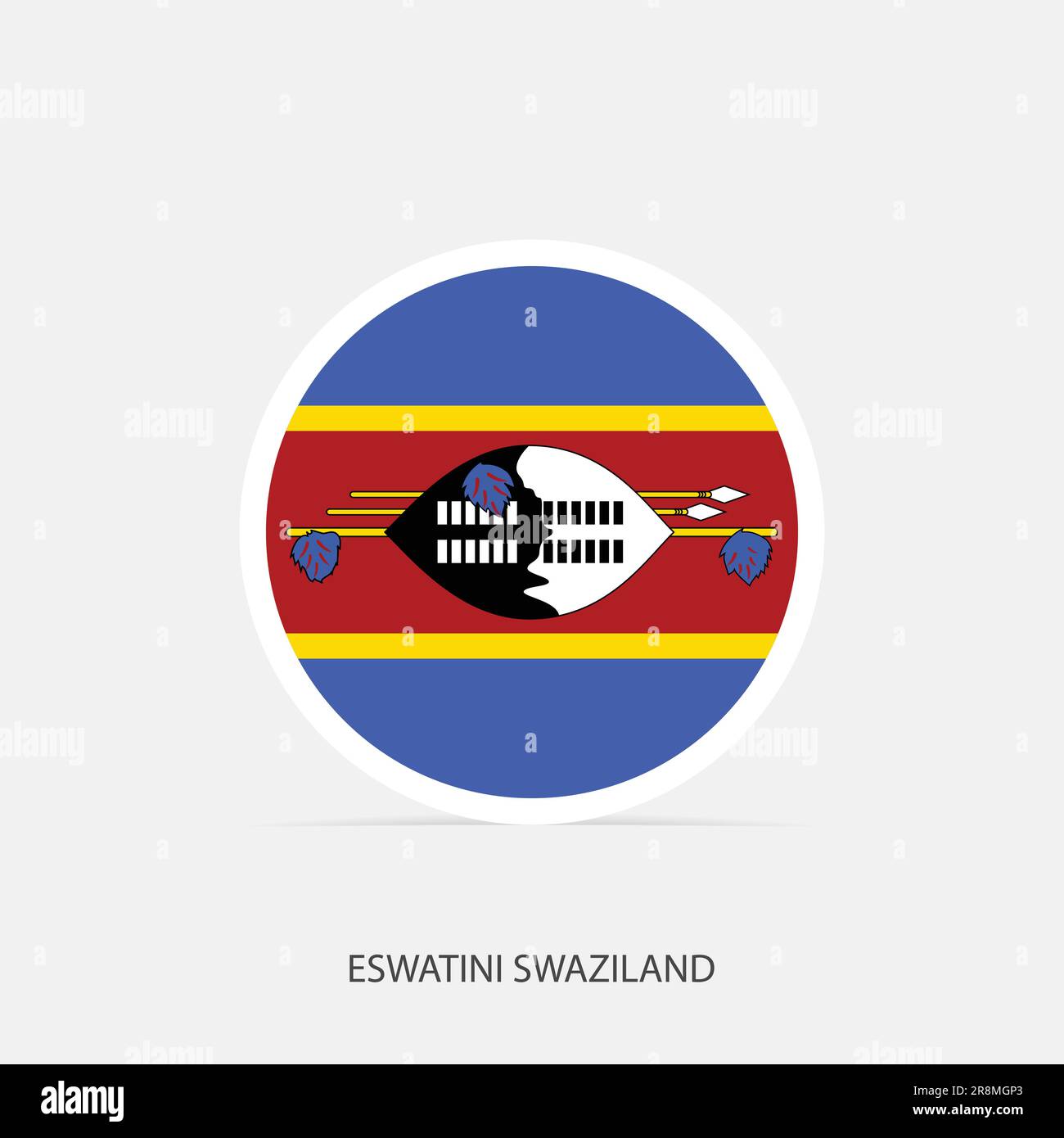 Eswatini Swasiland rundes Flaggensymbol mit Schatten. Stock Vektor