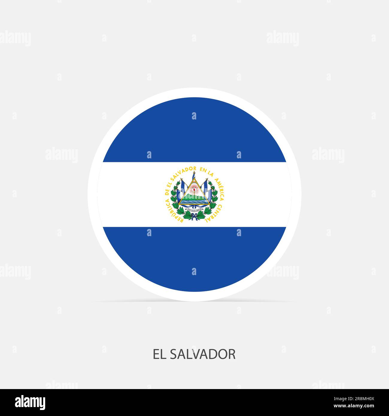 Rundes Flaggensymbol von El Salvador mit Schatten. Stock Vektor