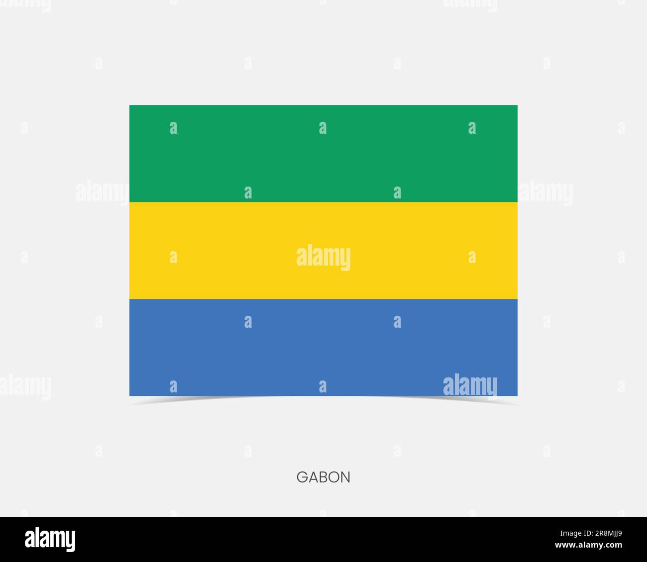 Gabun Rechteck-Flaggensymbol mit Schatten. Stock Vektor