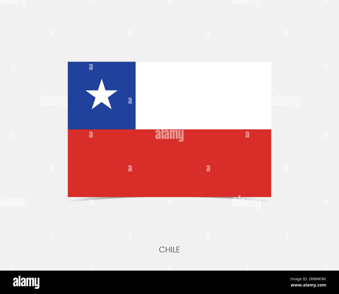 Chile Rechteck-Flaggensymbol mit Schatten. Stock Vektor