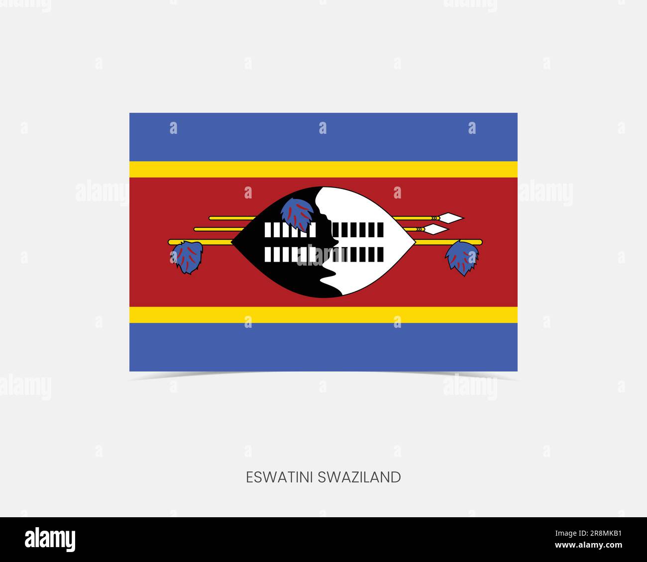 Eswatini Swasiland Rechteckflaggensymbol mit Schatten. Stock Vektor