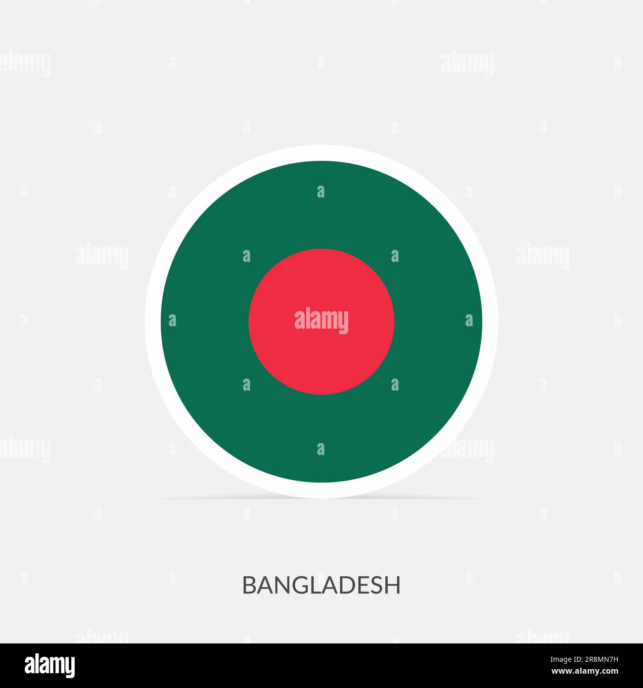 Bangladesch rundes Flaggensymbol mit Schatten. Stock Vektor