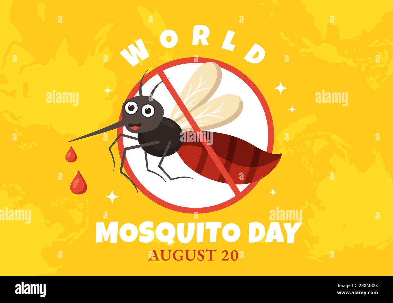 World Mosquito Day Vector Illustration am 20. August mit Midge kann Dengue-Fieber und Malaria verursachen in flachen, handgezeichneten Cartoon Background Templates Stock Vektor