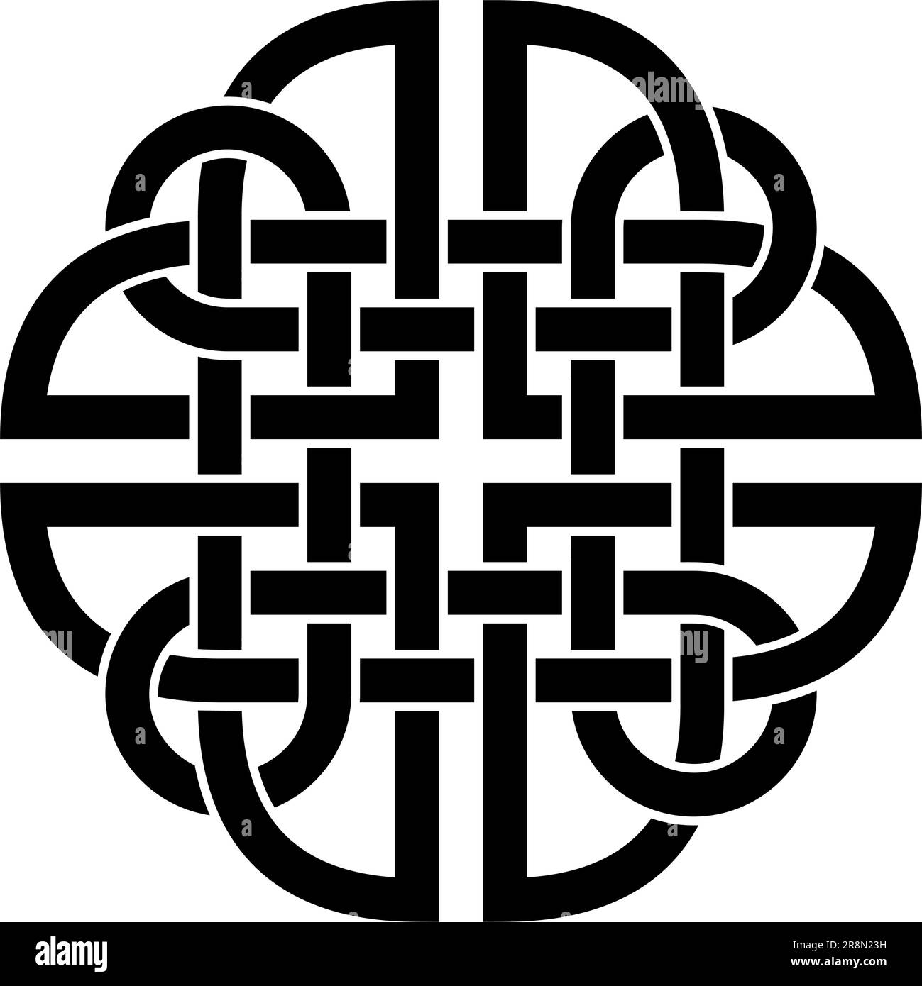 Dara Knoten in Schwarz. Keltisches Symbol. Der Daraknoten symbolisiert das Wurzelsystem einer alten Eiche. Symbol für Stärke, Kraft, Weisheit und Ausdauer. Stock Vektor