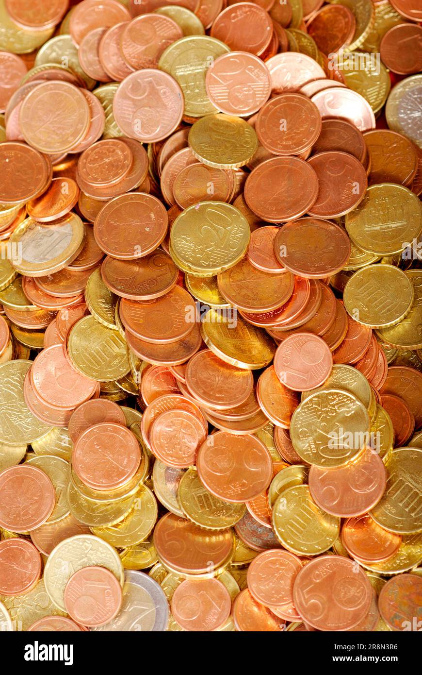 Euro-Münzen, Kleingeld Stockfoto