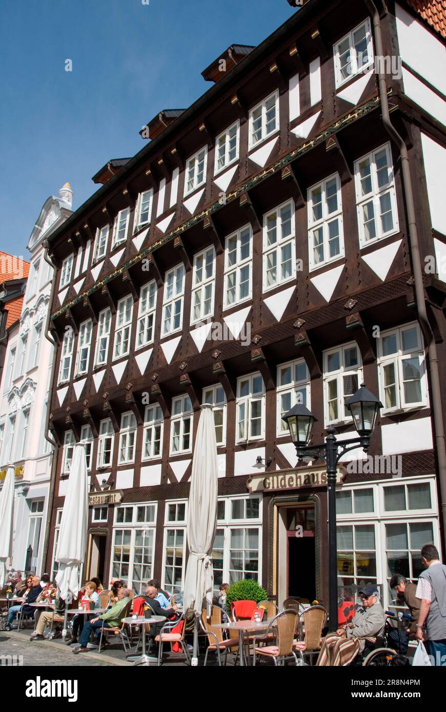 Wollenwebergildehaus, um 1600 erbaut, Marktplatz, Hildesheim, Niedersachsen, Deutschland Stockfoto