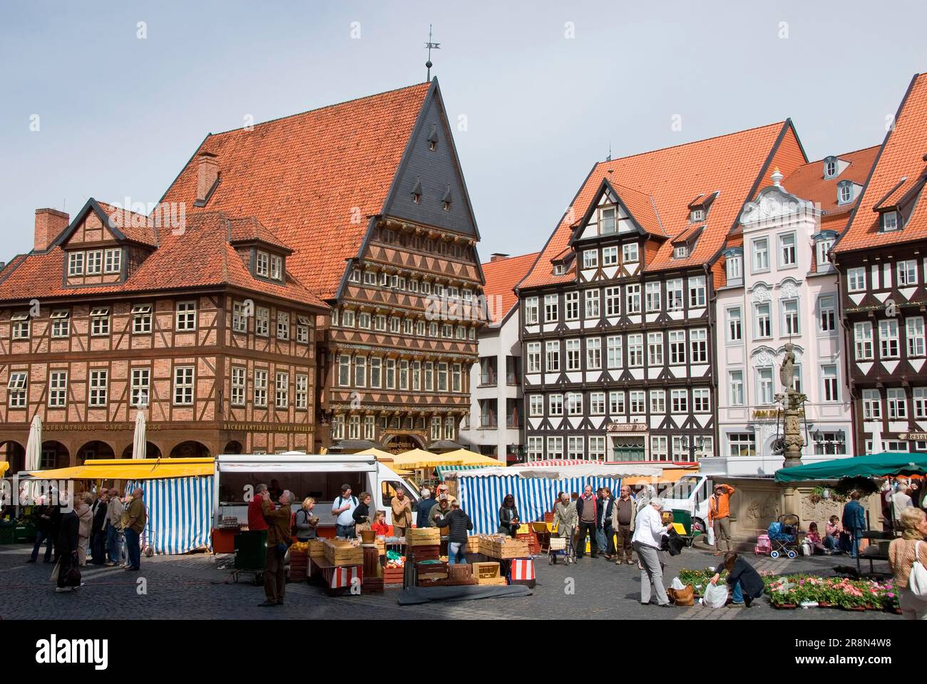 Marktplatz, Knochenhauer-Amtshaus, erbaut 1529, Baeckeramtshaus, erbaut 1800, Stadtschaenke, 1666 erbaut, Rokokohaus, 1757 erbaut, Wollenwebergildehaus Stockfoto