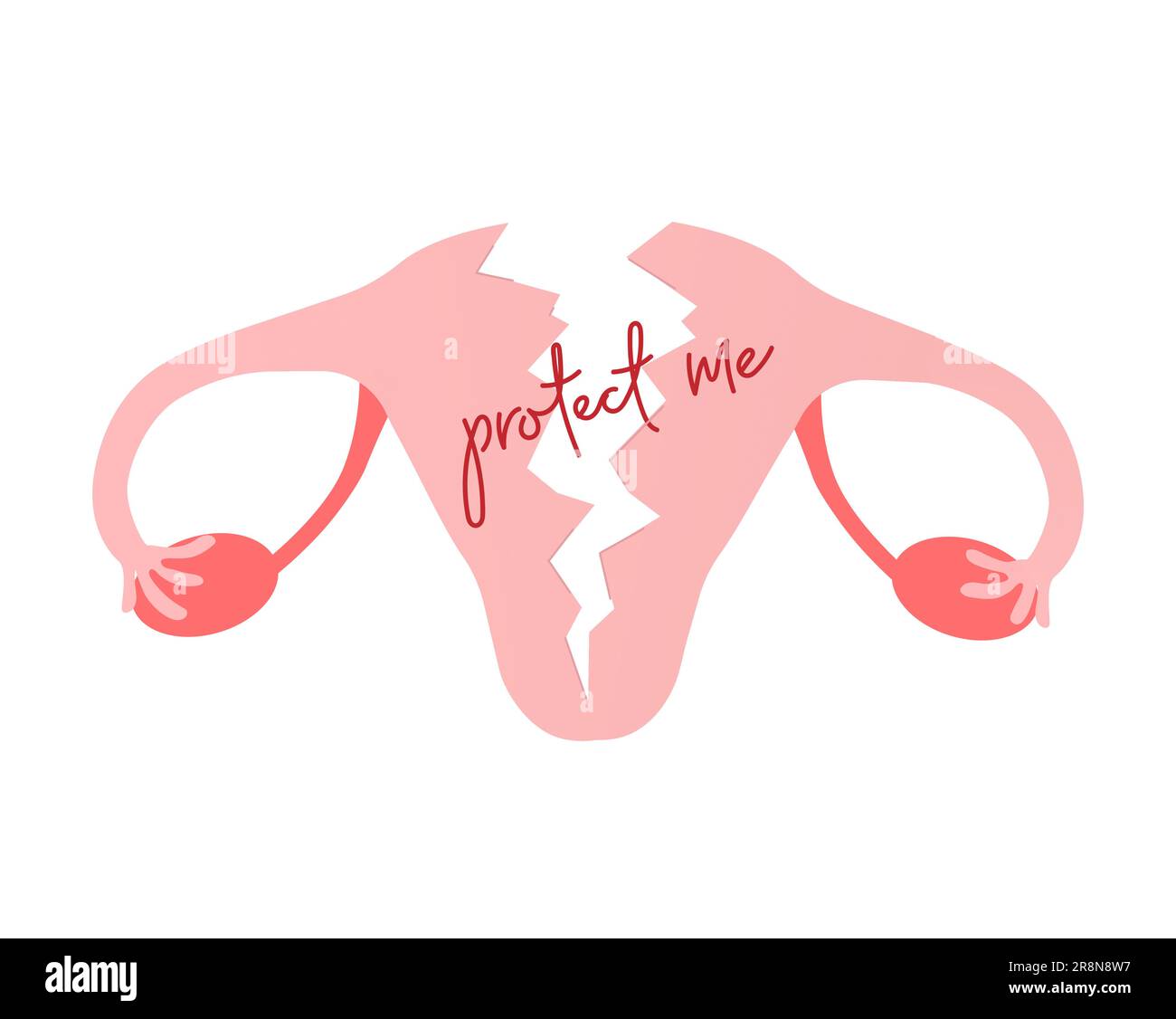 Beschützt mich mit gebrochenem Uterus. Frauen, die nach dem Abtreibungsverbot weiterhin Zugang zu Abtreibungen verlangen, Roe gegen Wade. Frauenrecht auf Abtreibung. Stock Vektor
