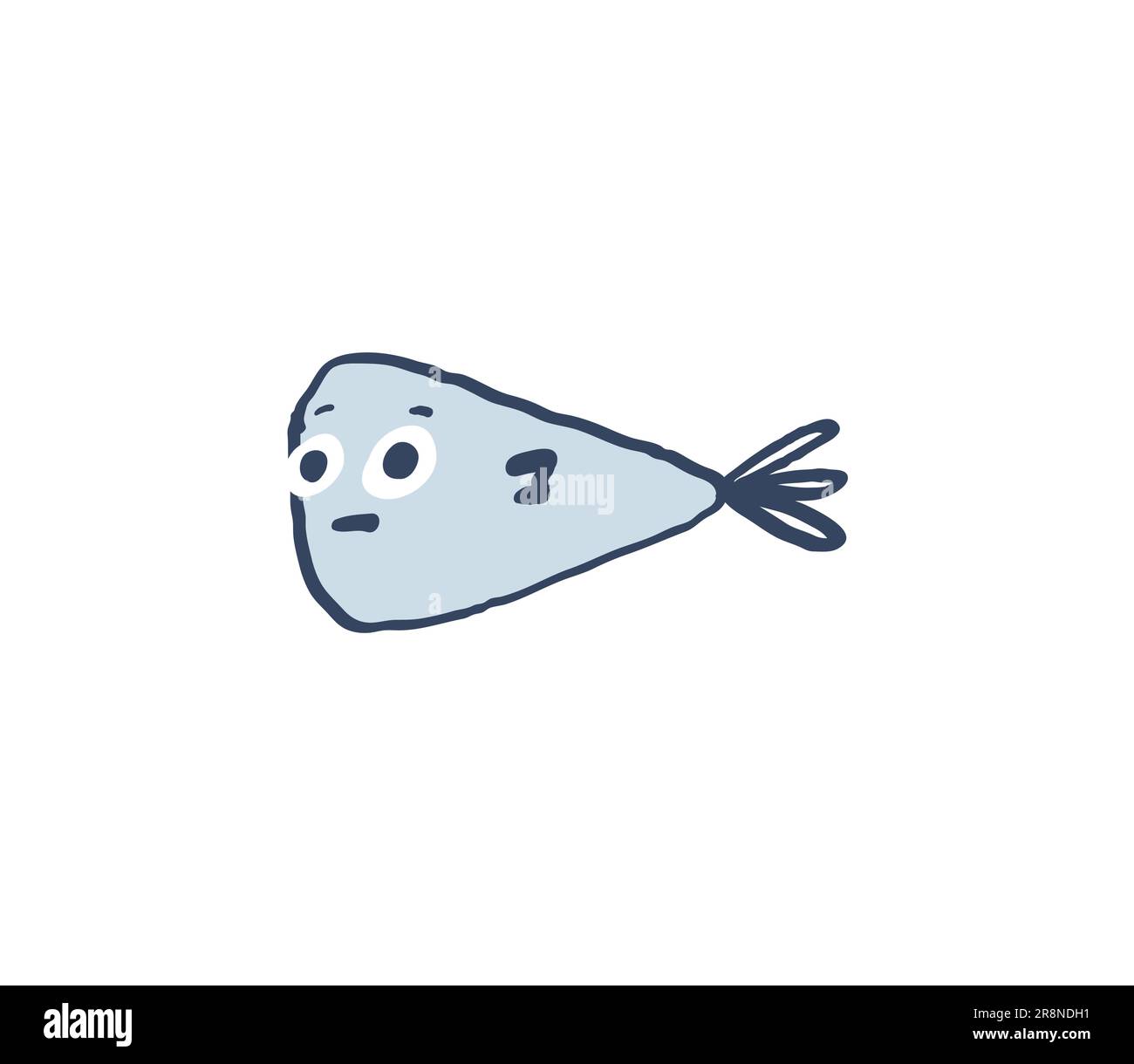 Süßer handgezeichneter Fisch. Unterwasserwelt. Komischer kindischer Doodle-Stil. Vektordarstellung auf weiß isoliert. Stock Vektor