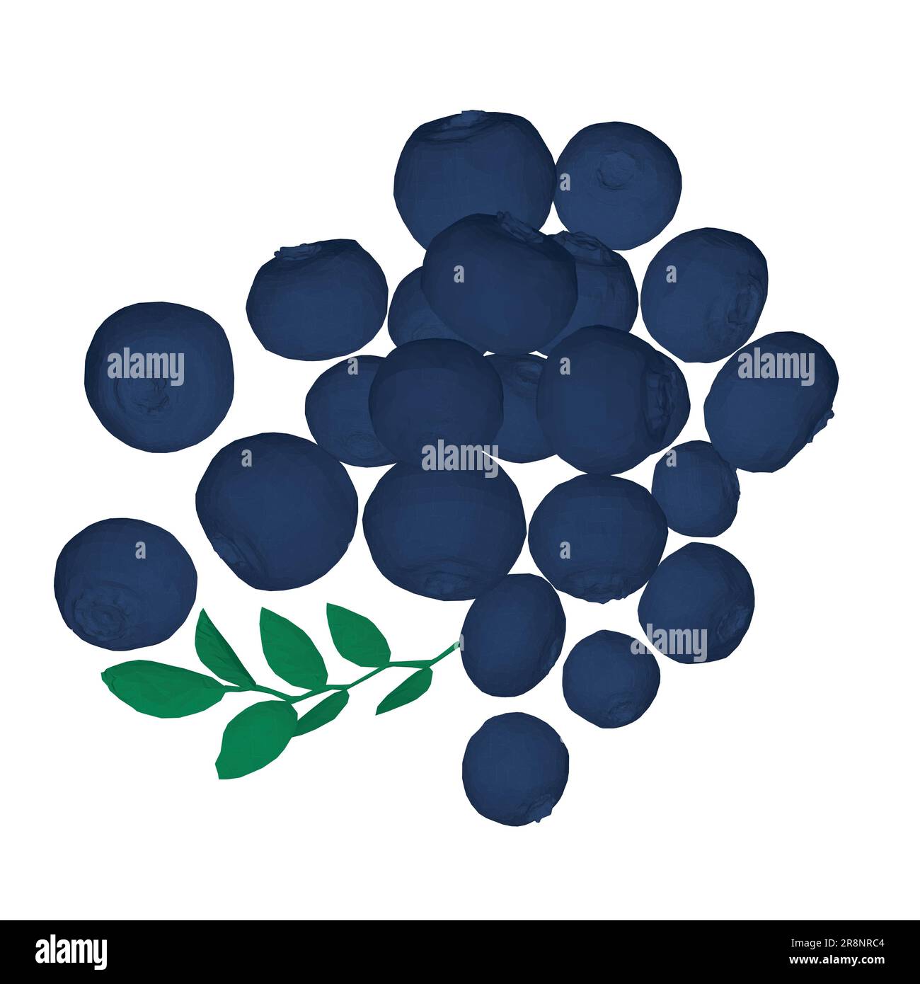 Polygonale blaue Vektor Blaubeerkunst. Beeren und grüne Blätter. Isoliertes polygonales Blaubeeren-Illustrationselement. Rohe Blaubeere. Reife Früchte Fu Stock Vektor