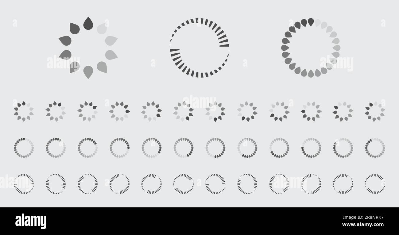 Circular Loading Buffering Icons Vector Set Video Ready for Animation ...