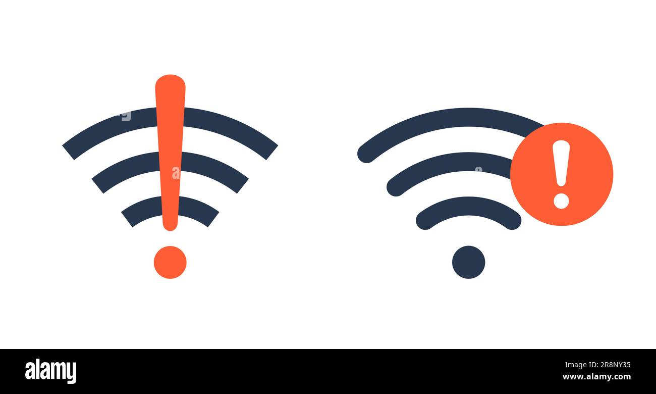 Symbol für schlechte WLAN-Verbindung. Netzwerk-WLAN-Fehler Internet-Vektor-Warnkonzept. Symbol für WiFi-Signalwellen-Telefon. Stock Vektor