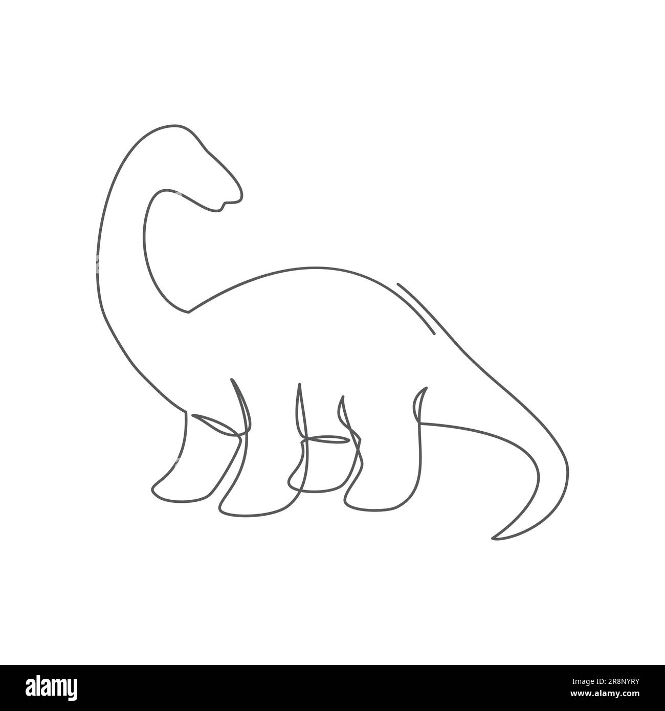 Dinosaurier eine Linie auf weißem Hintergrund Stock Vektor