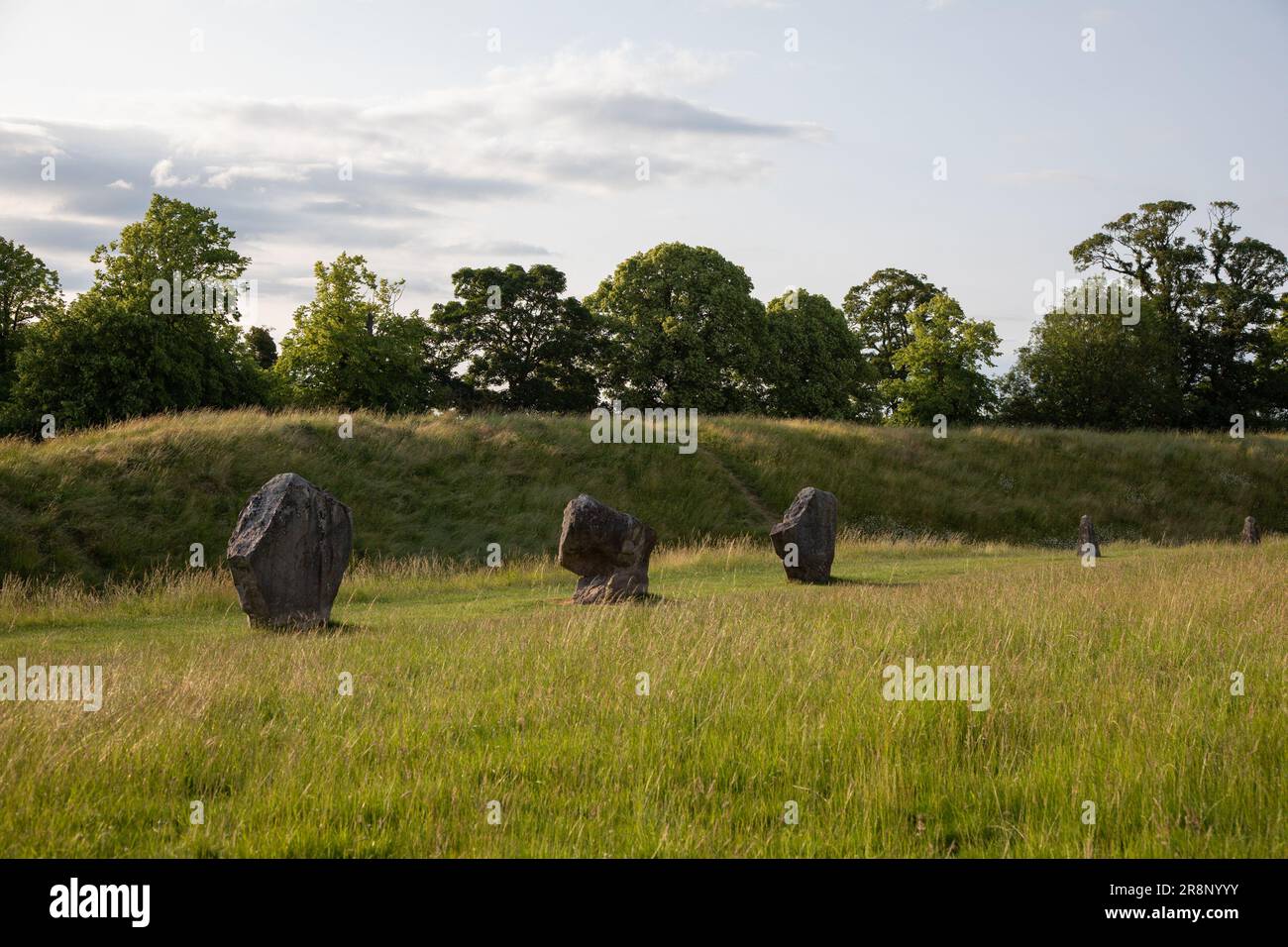 Avebury, Großbritannien. 20. Juni 2023 Avebury Henge, der größte Steinkreis Großbritanniens am Abend vor der Sommersonnenwende. Kredit : Kiki Streitberger/ Stockfoto