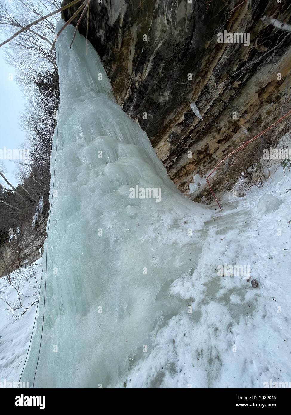 Eisfallsäulen in Munising, Michigan Stockfoto