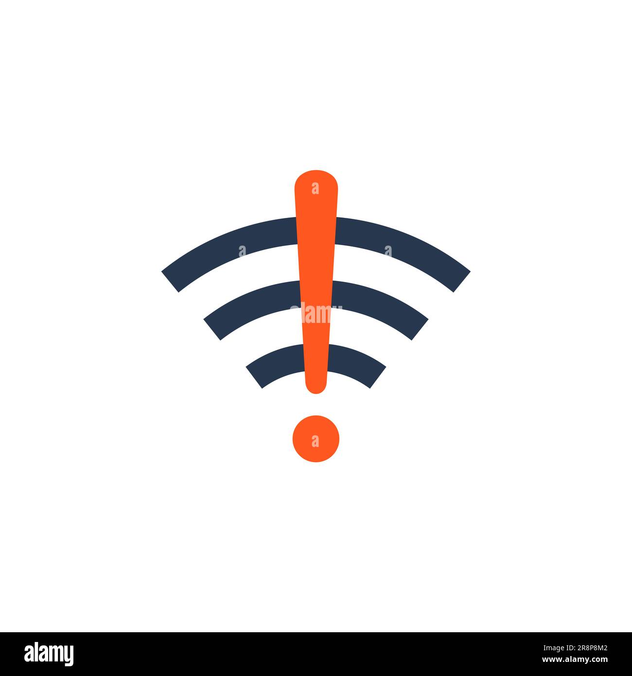 Symbol für schlechte WLAN-Verbindung. Netzwerk-WLAN-Fehler Internet-Vektor-Warnkonzept. Symbol für WiFi-Signalwellen-Telefon. Stock Vektor