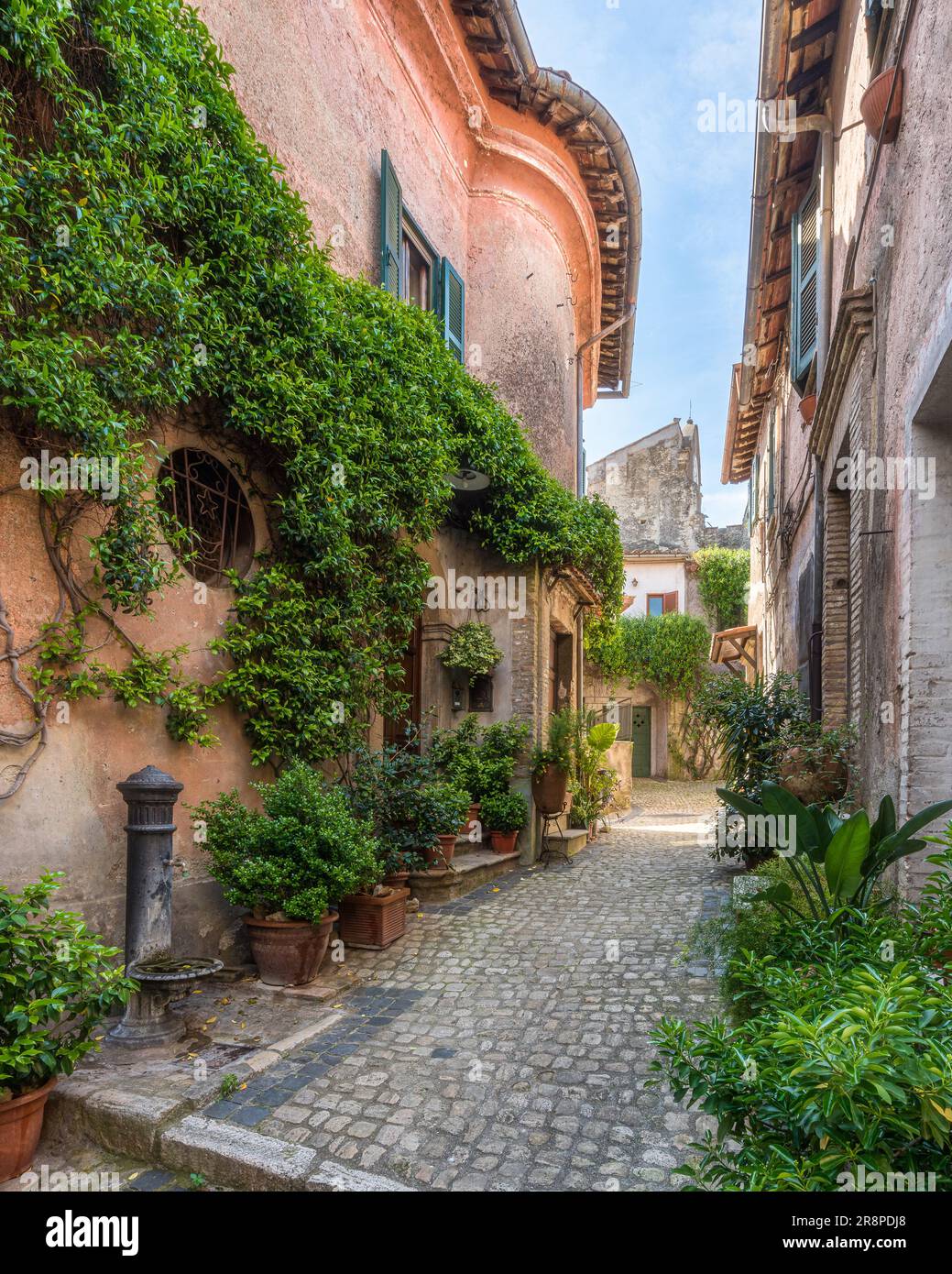 Malerischer Anblick im wunderschönen Dorf Nazzano, Provinz Rom, Latium, Italien. Stockfoto